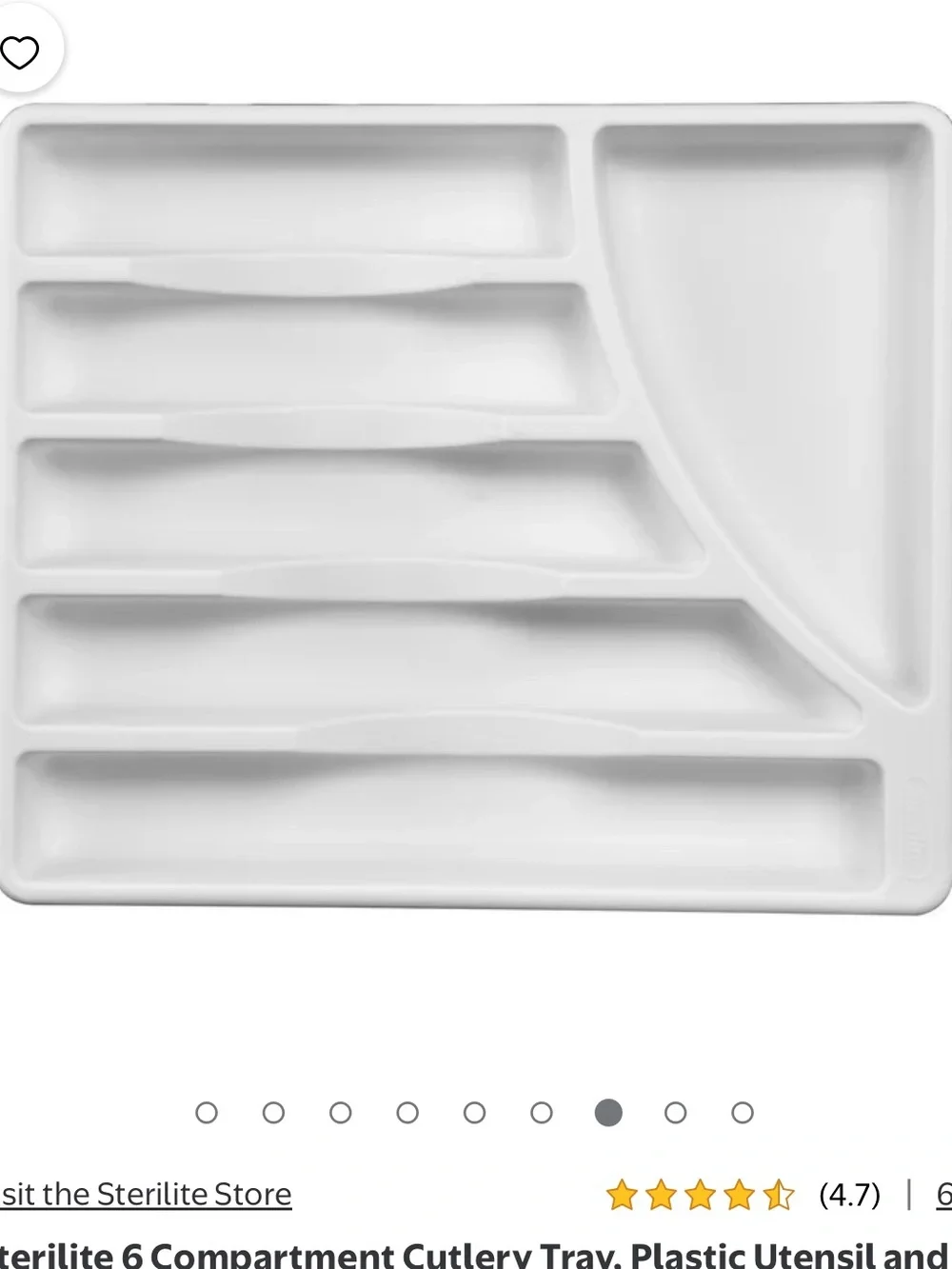 Sterilite Cutlery Tray Organizer Large Size 6 Compartment